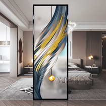 Modern light luxury art glass screen partition grinding mesh red decoration living room bedroom entry to the door to the door wall