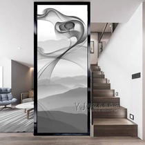 Simple modern art glass partition wall decoration frosted living room bathroom screen entrance background wall Landscape painting
