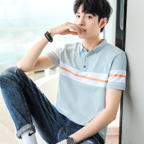 Polo shirt mens short-sleeved t-shirt summer new Korean version of the trend half-sleeve lapel stitching mens summer top t-shirt