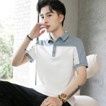 Polo shirt mens short-sleeved 2021 summer youth stitching trend business casual lapel collar t-shirt top men