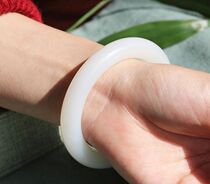 Collection of products Xinjiang Hetian Jade seed bracelet women fat round bar bracelet suet white jade bracelet jewelry