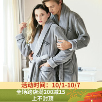 Couple pajamas female autumn and winter flannel padded velvet long coral velvet robe quality bathrobe home wear