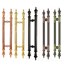 Glass door imitation antique wood door rose gold door handle Sliding Door European-style Ktv Door Hotel Big Door Handle Titanium Gold