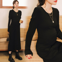 Mituri pregnant womens dress in the long autumn wear fashion tide mother long skirt age high-end foreign style pregnant womens clothing