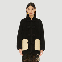 Uoyaa Uya 2021 Winter new vintage Chinese button color color function imitation lamb velvet profile coat