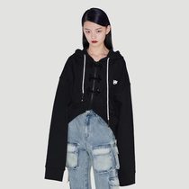 UOOYAA Wu Ya 2022 spring new design feeling crystal plate buckle children's head embroidered hooded sweater cardigan