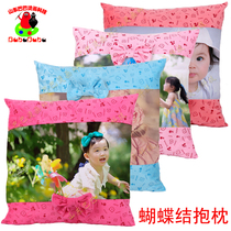 Thermal transfer printing new snow velvet personality custom figure photo creative gift logo short plush bow pillow head