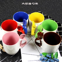 Thermal transfer ceramic water New personalized custom advertising creative photo logo mark image inner color spoon cup