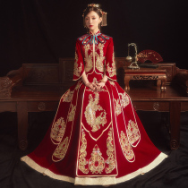 Xiuhe clothing 2021 new wedding Chinese wedding bridal dress female summer heavy industry velvet Xiuhe dragon and phoenix coat