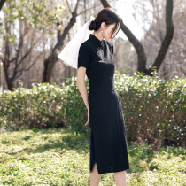 Cheongsam 2021 new black young girl French improved retro dress summer everyday can be worn