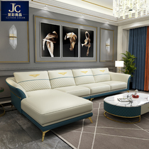Postmodern light luxury leather sofa Port style board room Designer Italian light luxury sofa American net red leather sofa