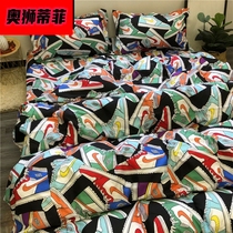 Aoao tide brand cartoon animation bedding quilt cover four-piece set net red university boys bedroom 3-piece summer i