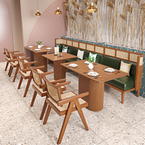 High-end restaurant solid wood card holder set up Vine dining chair chain restaurant Chinese style hotel Southeast Asia cafe card seat