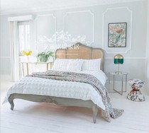 American carved vine bed French antique solid wood rattan bed bedroom 1 8 m double bed plant rattan princess bed