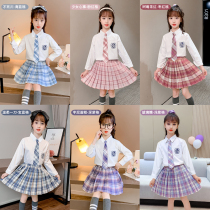 Gentle knife JK uniform skirt genuine suit full set of autumn girls long-sleeved Japanese skirt pleated skirt grid skirt