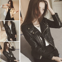 AXm spring and autumn 2021 New Korean slim small leather jacket women short Slim motorcycle coat leather leather jacket tide