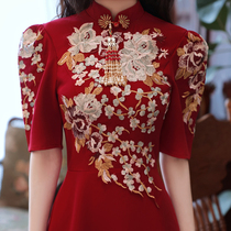 Toast to women bridal summer engagement gown wedding gown wedding gown back door dress New Chinese-style qipao Show and embroidery