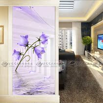 Hot art glass partition living room entrance background wall handmade deep carving process 3D three-dimensional sense horn flower