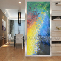 Recommended art glass living room background wall Entrance partition screen aisle Pure hand carving process ink hair painting