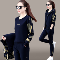 Sports Suit Women Spring Autumn 2022 New Tide Fashion Big Code Loose Running Casual Clothes Horse Chia Sweatshirt Three Sets