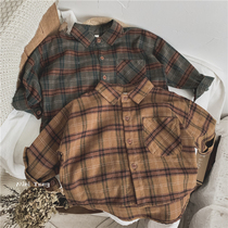 Classic vintage ~ Korean children grinding woolen gaggi shirt male and female baby turning 100 lap cotton linen shirt for spring and autumn clothing