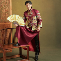 Mens Xiuhe suit 2021 new Chinese wedding dress groom dragon and phoenix coat Mens toast suit mens pick-up suit