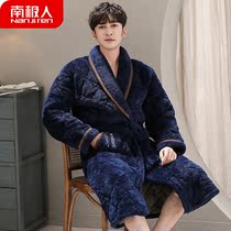 Nightgown men 2021 new winter padded velvet long flannel triple sandwich old man bathrobe pajamas