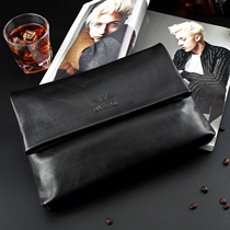 wmnuo men genuine leather handbag envelopes Baotou layer Bull Leather Business Mens Bag Handbags Soft Leather folding clip Boomers