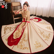 Gao Ding Xiuhe clothing bride 2021 New Chinese toast wedding dress champagne color bead embroidery slim Xiuhe