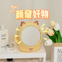 Home Home Ins Wind dresser Mirror Cute Rotary Table Mirror With Containing Box Desktop Round Make-up Mirror
