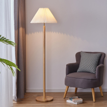 Nordic solid wood floor lamp ins style simple living room sofa bedroom bedside Japanese minimalist ancient pleated table lamp