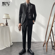 Silent mens suit suit business slim groom wedding dress groomsman dress Korean fashion suit mens suit