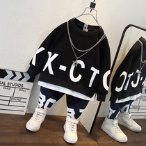 Boy Spring Autumn Sports Suit 2022 New Ocean Gas Tide Baby Casual Two Sets Children Trendy Fried Street Clothes