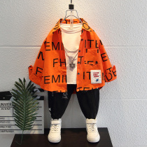 Boy Spring Autumn Clothing Suit 2022 New Children Handsome Clothes Tide Baby Autumn Foreign Air Leisure Two Sets