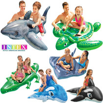 Black whale shark animal modeling children water Mount inflatable toy blue whale dolphin turtle adult swimming ring
