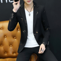 Mens suit fashion fashion casual small suit men Korean slim personality print lapel thin coat