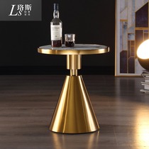 Light luxury side a few round marble sofa corner post modern ins Net red gold gold tube hotel style coffee table