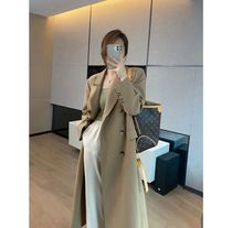 Khaki windbreaker womens early autumn 2021 New Korean long slim slim high-end atmospheric suit collar jacket