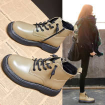 2022 Spring Autumn Season New Martin Boots Woman Winter Plus Suede High Bunch Shoes Thick Bottom Short Boots Subnetting Red 100 Lap Single Boots