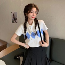 Summer 2021 Thin Polo Neck Short Sleeve T-shirt Female ins Super Fire Lingge Loose Joker Short Clothes Missing