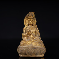 Qing Dynasty old mud golden lotus master old rubbing ornament small Buddha
