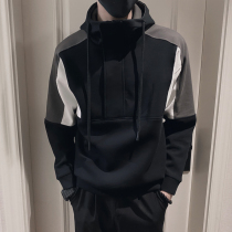 Senior sense sweater mens Tide brand hooded autumn and winter 2021 New plus velvet padded men winter clothes