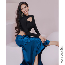 Gorgeous solo show new belly dance stand neck temperament sexy jacket temperament strap big swing skirt beginner set women