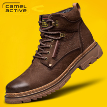 German camel dynamic leather Martin boots mens boots plus velvet cotton shoes mens warm snow boots