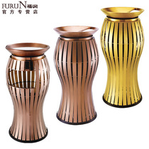 High-grade drum seat floor ash bucket stainless steel trash can Hotel lobby trash can rose gold elevator storage bucket