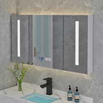  Smart solid wood bathroom mirror cabinet Defogging separate bathroom wall-mounted mirror box with shelf Toilet vanity mirror