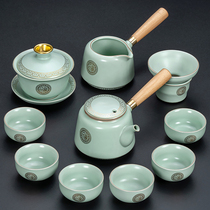 Tianjin Rukong Tea Set with high-end ruceramic cup cup ceramic kung fu teapot light luxury high-grade celestial household