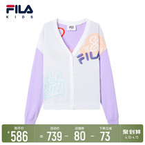 FILA x Little Sheep Shawn Fairchild Clothing Girl Knit Cardiovert 2022 Spring New Kid Sweater Jacket