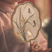 Fan Ancient style tassel embroidery Xiang Fei Bamboo handmade Su embroidery Ancient Hanfu round fan Court fan double-sided embroidery group fan