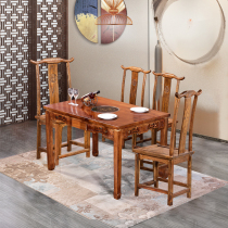 Hot pot table restaurant barbecue barbecue restaurant table and chair combination hot pot table commercial rectangular solid wood hot pot table